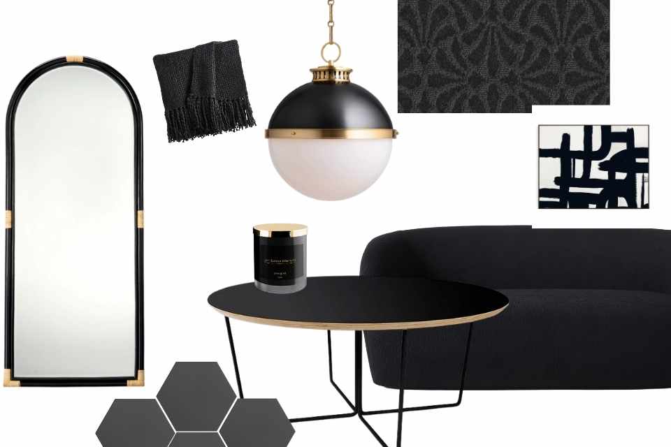 matte black decor lighting, furniture and flooring